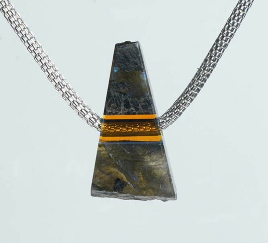 Labradorite and glass pendant
