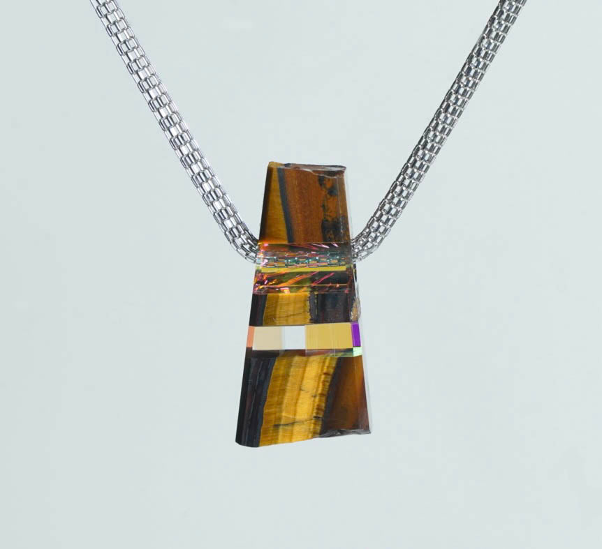 Tiger Eye and Glass Pendant