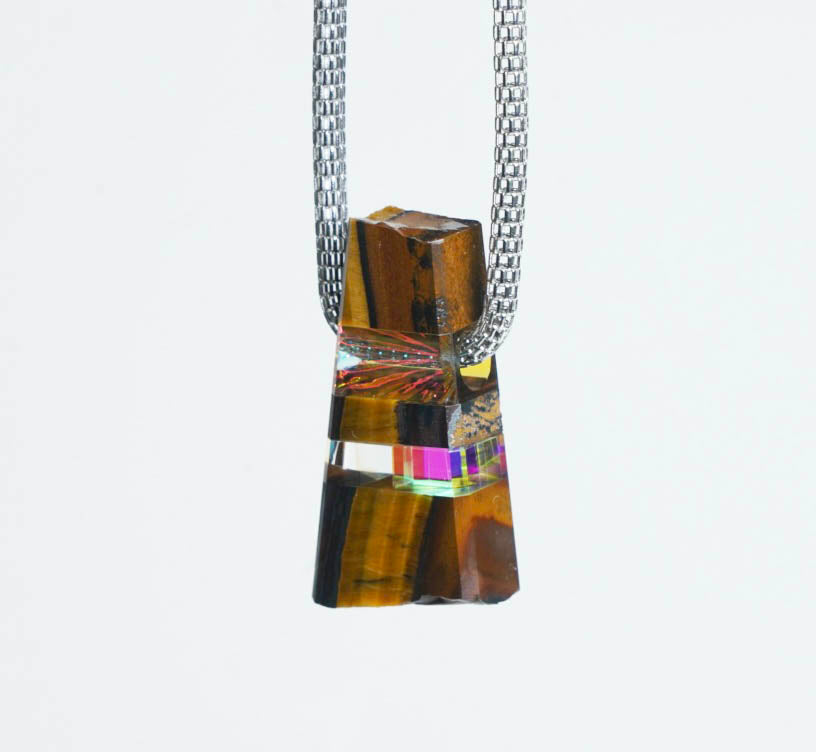 Tiger Eye and Glass Pendant