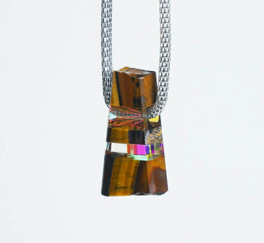 Tiger Eye and Glass Pendant