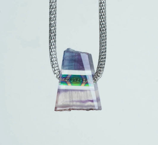 Amethyst and Dichroic Glass Pendant
