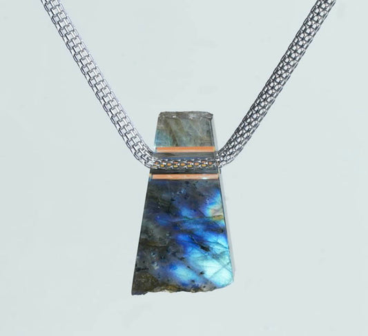 Labradorite and Dichroic Glass Pendant