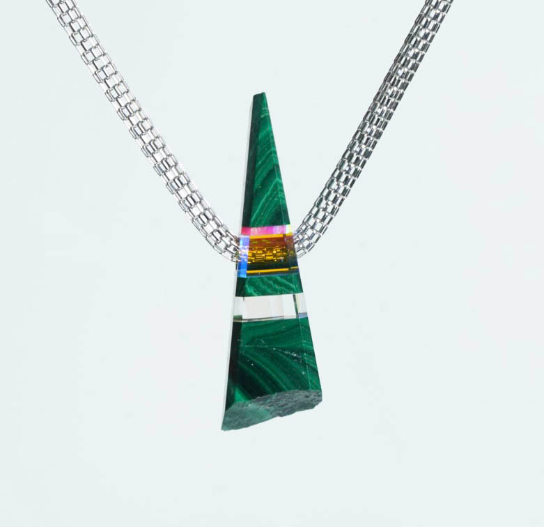 Malachite and Dichroic Glass Pendant