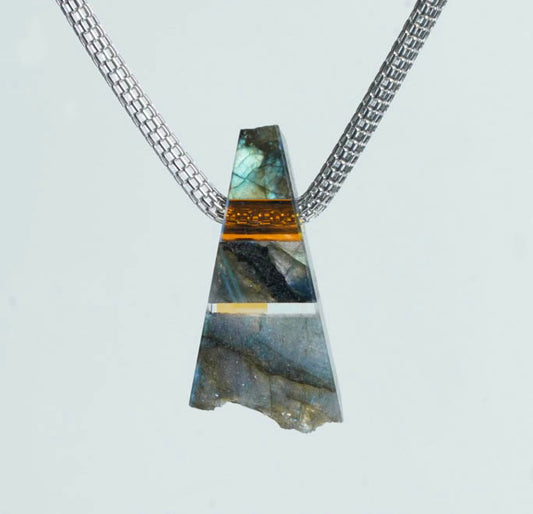Labradorite and Dichroic Glass Pendant