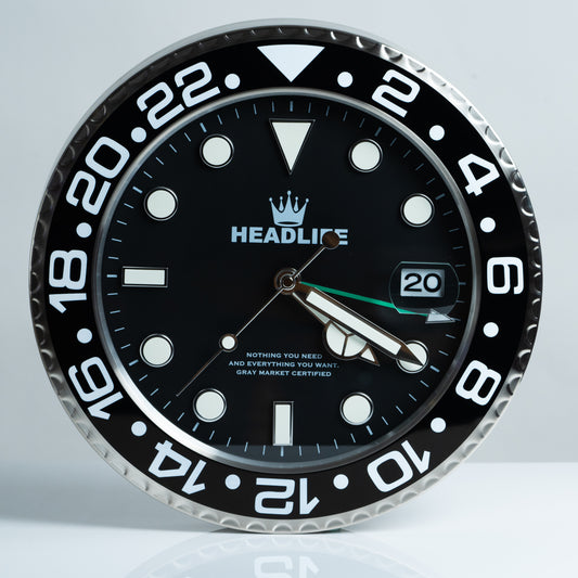 Headlife Wall Clock in "All Black" Colorway