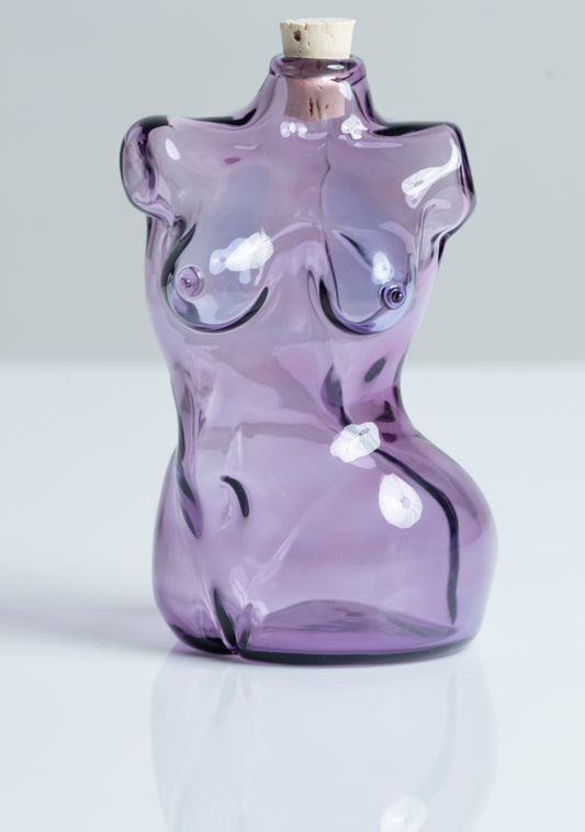 Small Glass Female Torso Flask in "Amethyst"