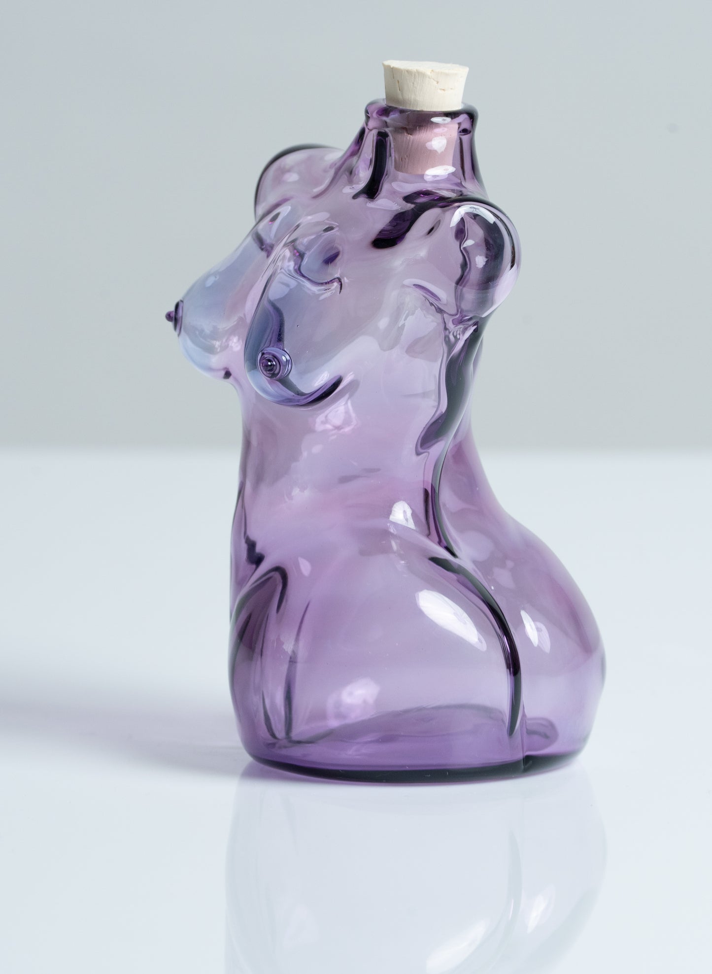 Small Glass Female Torso Flask in "Amethyst"