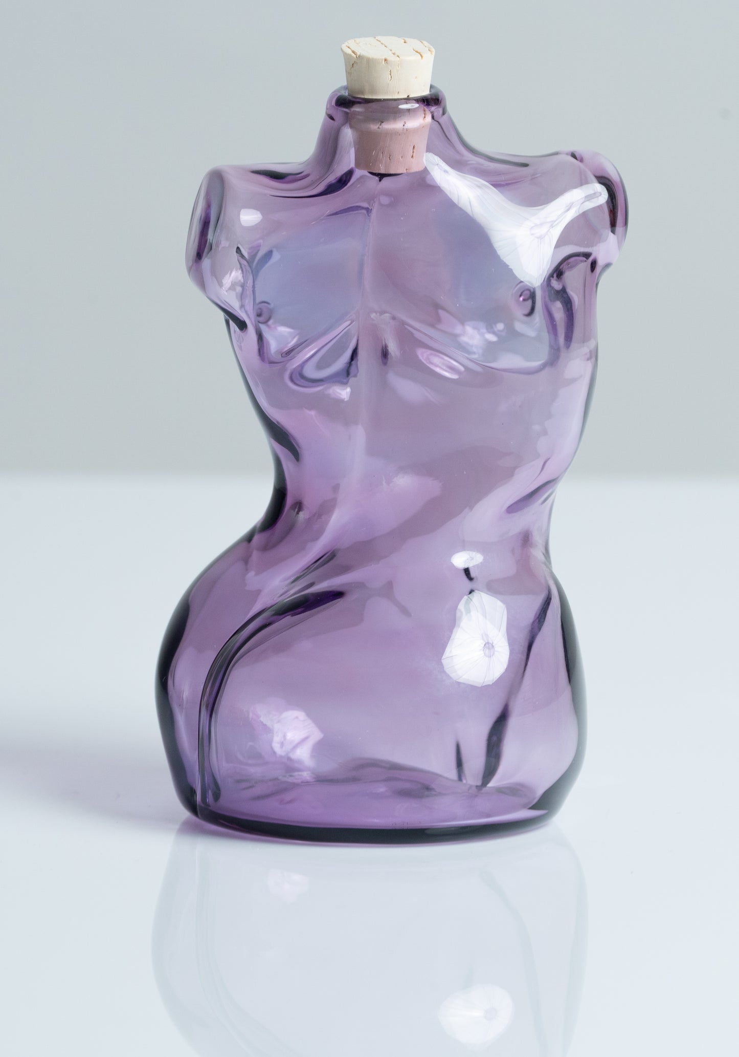 Small Glass Female Torso Flask in "Amethyst"