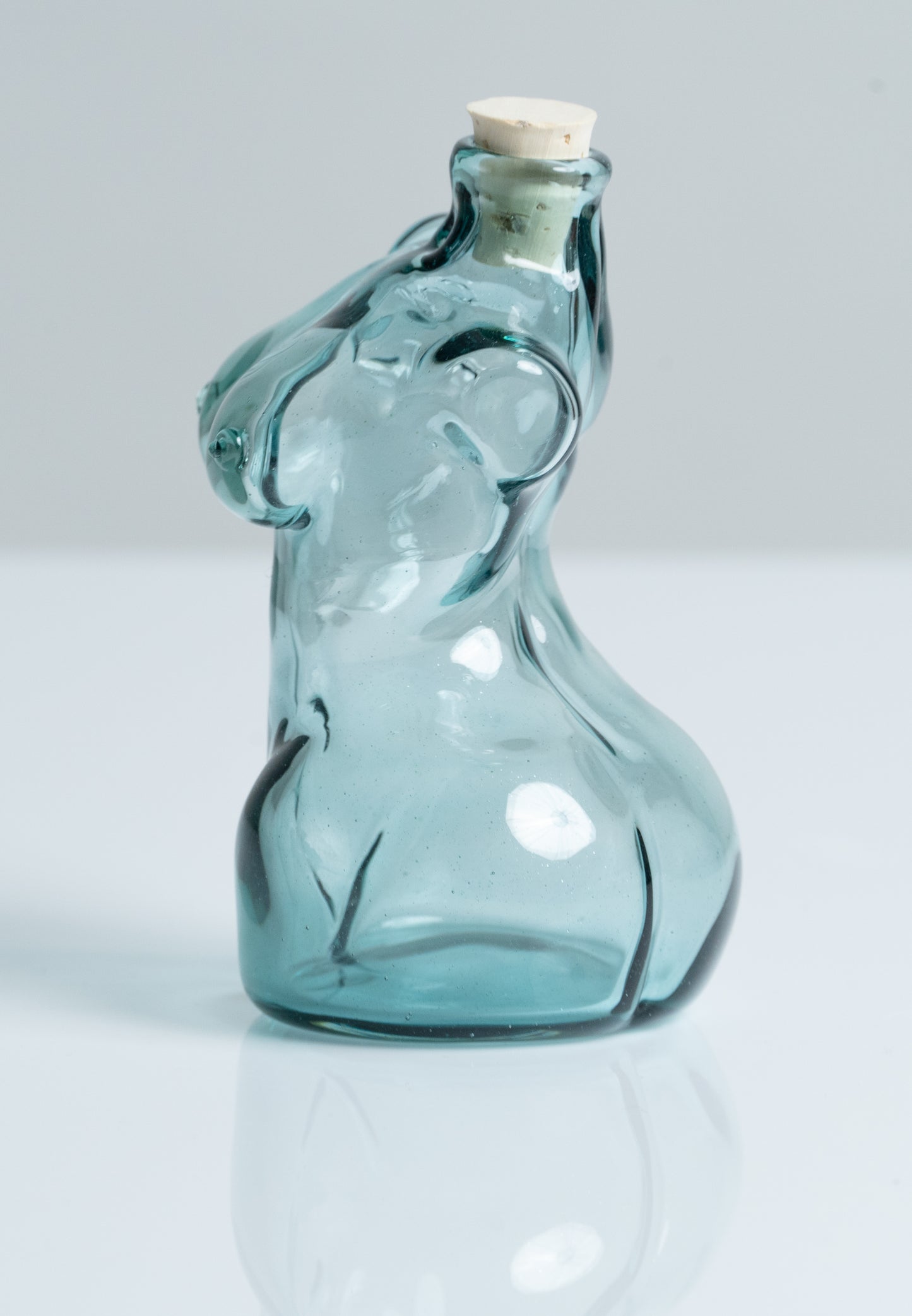 Small Glass Female Torso Flask in Green