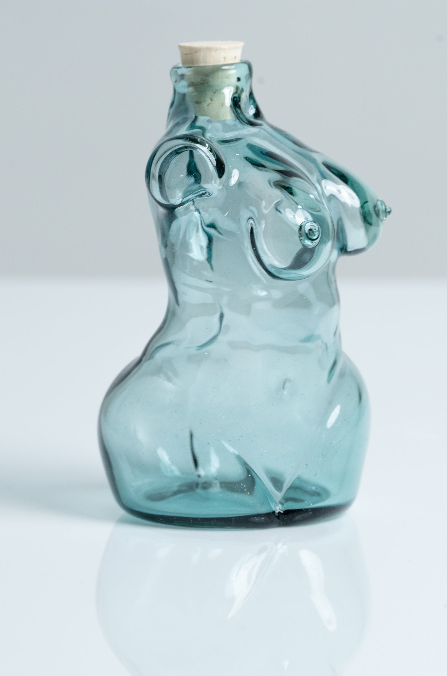 Small Glass Female Torso Flask in Green