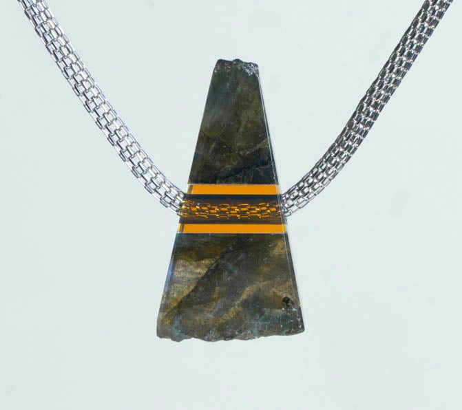 Labradorite and glass pendant